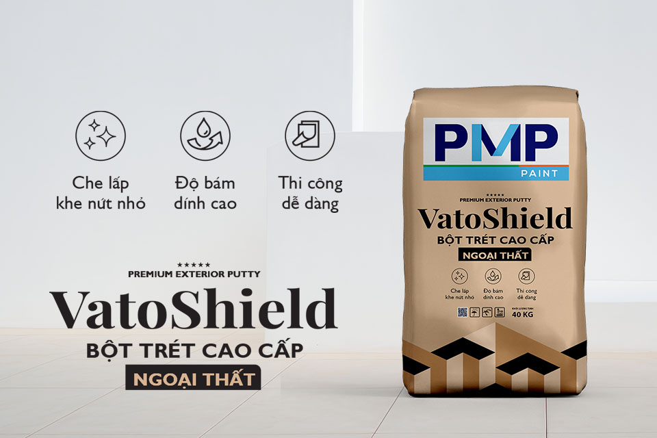 Bột trét ngoại thất Vato Shield: Chống Rong Rêu - Bền Thời Tiết 